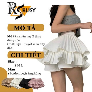 (Có Quần Trong) Chân Váy Xếp Ly Tầng Phồng Dáng Ngắn Xòe Phong Cách Công Sở Lưng Cạp Cao CV05 Rusy