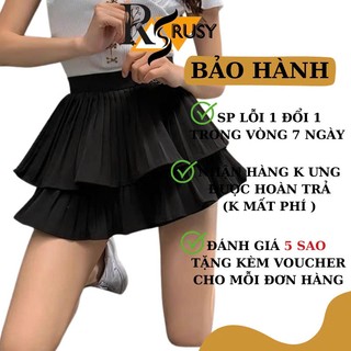 (Có Quần Trong) Chân Váy Xếp Ly Tầng Phồng Dáng Ngắn Xòe Phong Cách Công Sở Lưng Cạp Cao CV05 Rusy