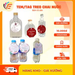 Tem Tròn Tag Treo Chai Nước Suối Đám Cưới Event - Nhiều mẫu mã - Có in theo yêu cầu