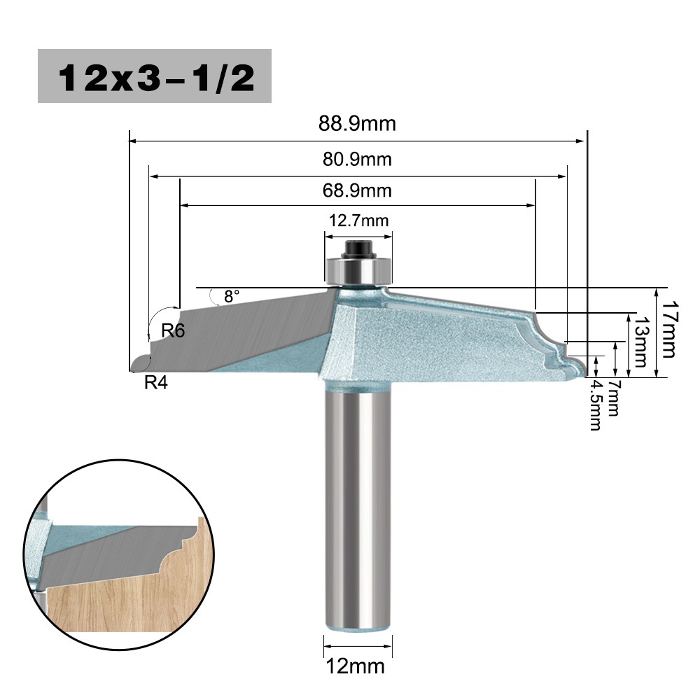 Mũi phay gỗ, mũi soi huỳnh ván cửa cốt 12.7mm, chuyên lắp máy soi router cầm 2 tay