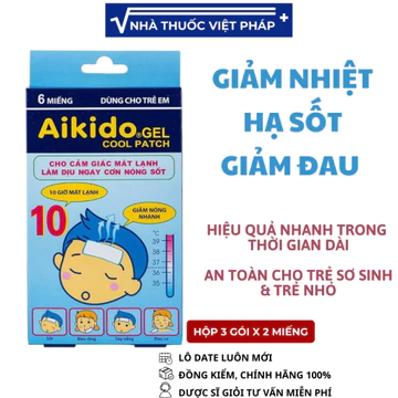 Miếng dán hạ sốt Aikido - Tatra chườm mát khi bị sốt nóng, say nắng (3 gói x 2 miếng)