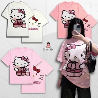 Áo Thun Nữ Hình In Hello Kitty Dễ Thương Form Rộng Tay Lỡ Vải Cotton 2 chiều Full Tag Chuẩn