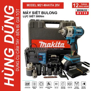 Máy Siết Bulong pin MAKITA 20V Hàng Cao Cấp Không Chổi Than, 3 Đèn Led Trợ Sáng, máy bắn ốc, máy vặn ốc, máy bắn bulong