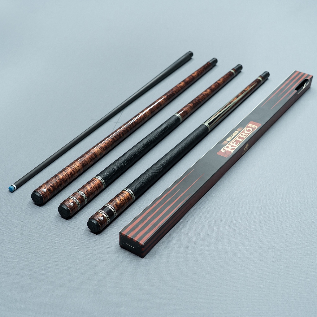 Ảnh Gậy bida lỗ Rhino RETRÔ Thuya - Ngọn Carbon Cao Cấp - Chính Hãng (Tặng kèm Nối chuôi RETRÔ theo vân gỗ) 1