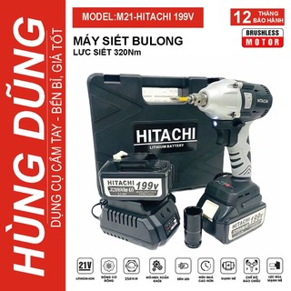 Máy siết bulong Hitachi 199v, Máy bắn bulong Động cơ không chổi than Đầu bulong 2 trong 1