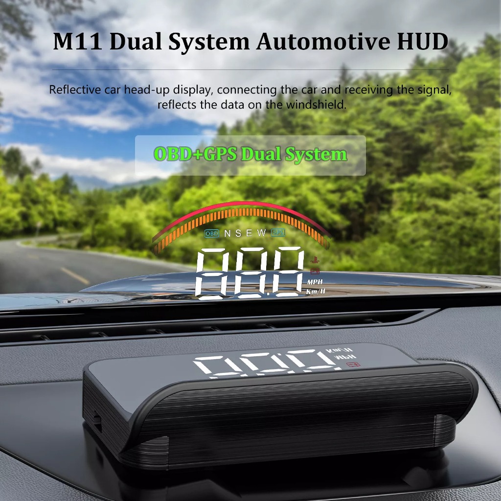 Thiết bị HUD M11 hiển thị tốc độ hắt kính lái tích hợp cả cổng OBD 2 và ...