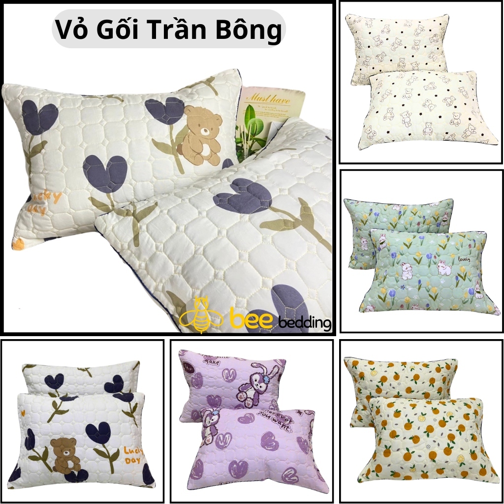 Vỏ Gối Đũi Sơ Đậu Nành Trần Bông 45x65, 50x70 cm - Vỏ Gối Đầu Mềm Mại, Thoáng Khí