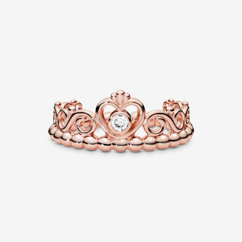 CHÍNH HÃNG - PANDORA Princess Tiara Crown Ring (14K Rose-gold plated) - Nhẫn hình vương miệng công chúa, hợp kim mạ..