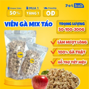 Viên Gà Mix Táo Thịt Sấy Khô Bổ Sung Protein & Chất Xơ, Hỗ Trợ Tiêu Hóa, Sức Đề Kháng, Làm Đẹp Lông