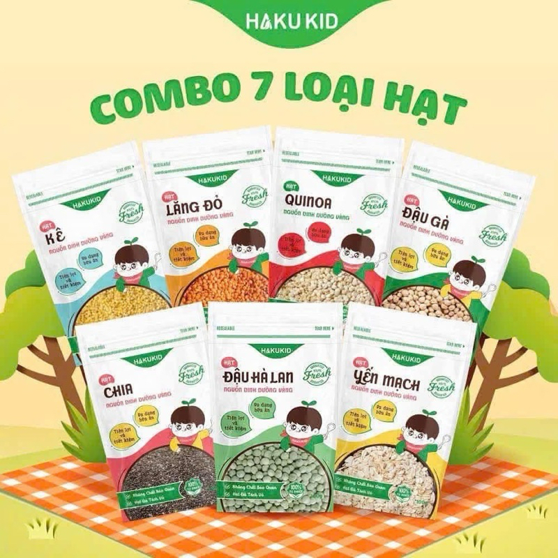 COMBO các loại hạt dinh dưỡng nấu ăn dặm Hakukid cho bé