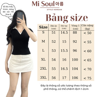 Áo Thun Cotton Nữ Cộc Tay MiSoul Cổ V Phối 2 Màu Basic Dáng Ôm Tôn Dáng BigSize, Áo Cộc Tay Cổ V 400