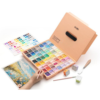 HIMI MIYA - Tặng Quà 0đ🖌️ Bộ 112 Màu vẽ Gouache Baby Blue/Fuzz Peach Sinh đôi🎨 Limited Twin Gouache Paint Set 112 colors