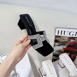 Guốc 5 phân chữ H quai đá gót vuông xinh