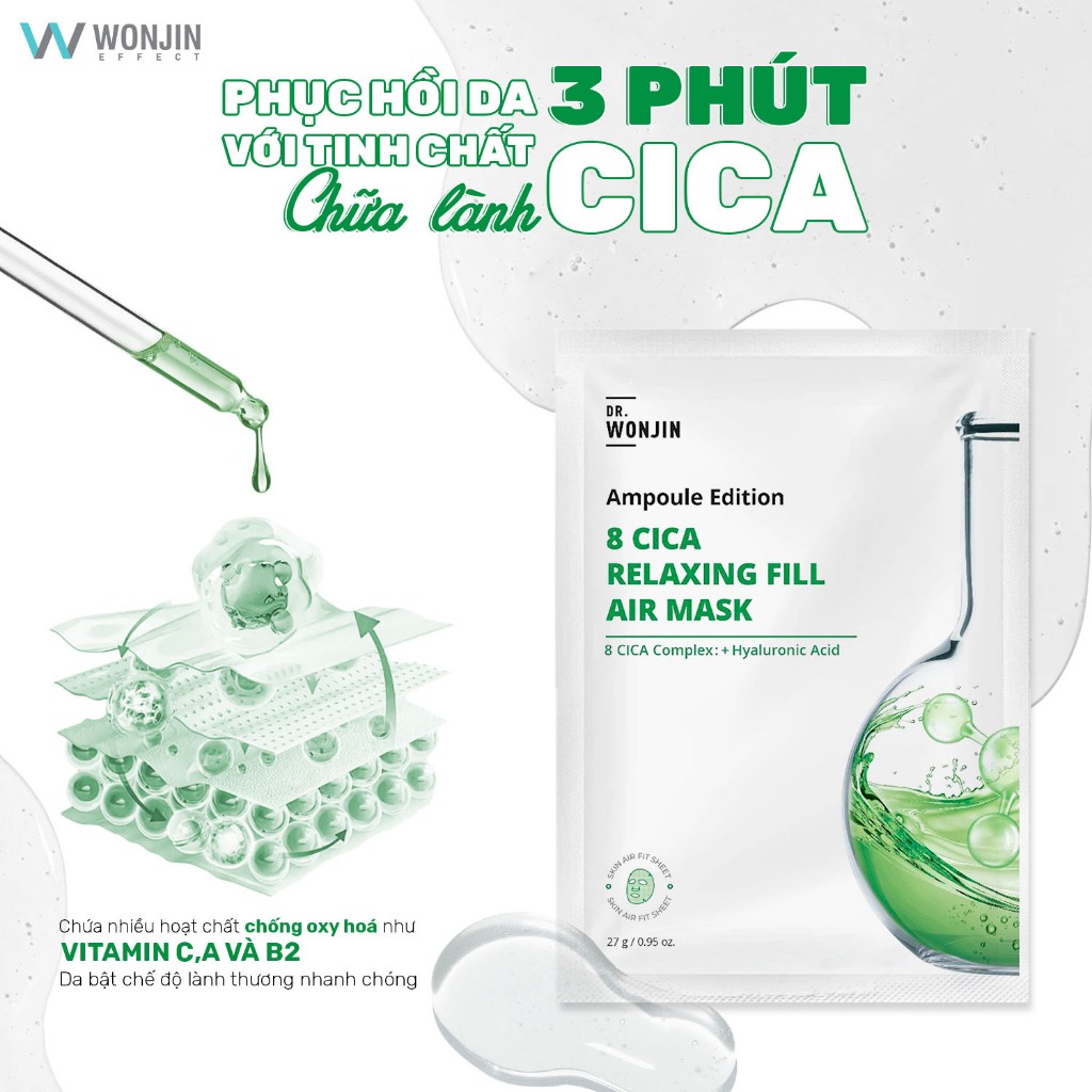 Ảnh Combo 10 Mặt Nạ Siêu Tinh Chất Phục Hồi  DR WonJin 8 CICA Relaxing Fill 27g (KHÔNG HỘP) [B2] 1