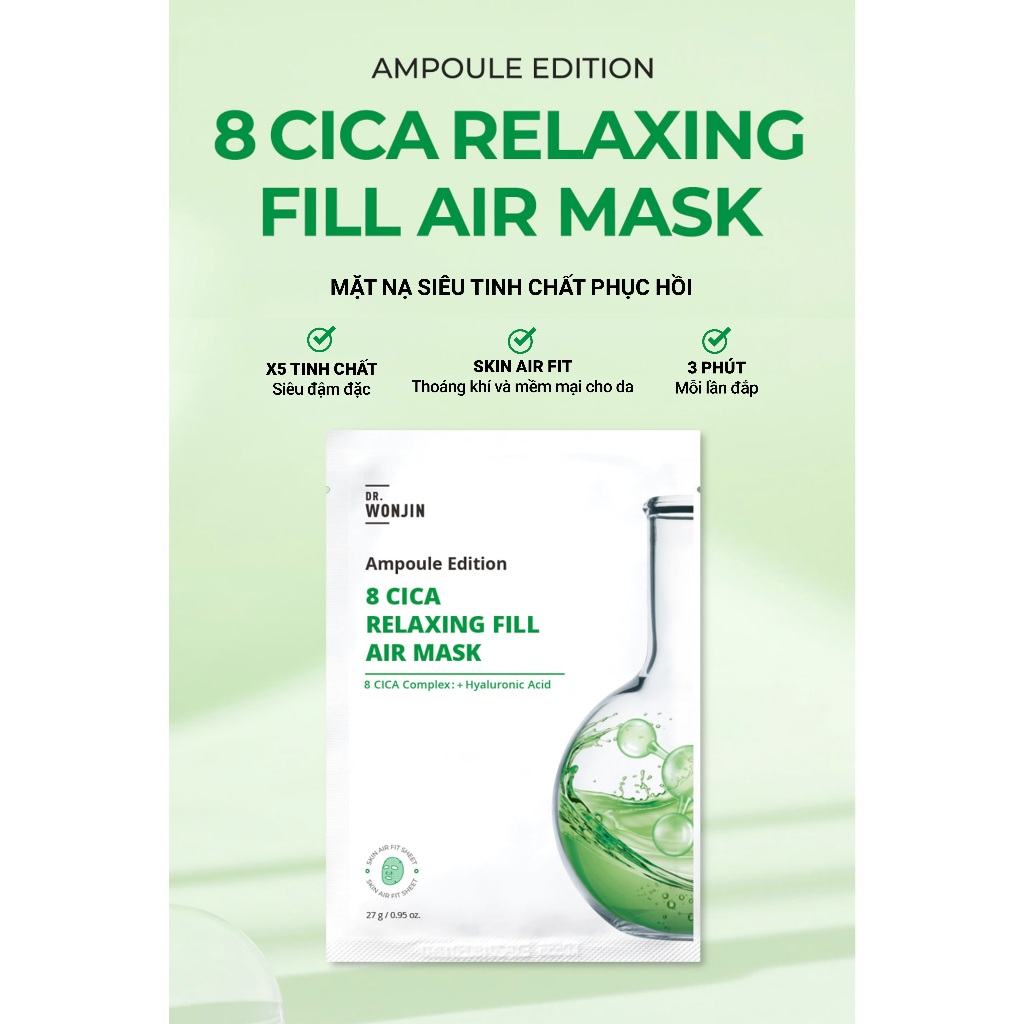 Ảnh Combo 10 Mặt Nạ Siêu Tinh Chất Phục Hồi  DR WonJin 8 CICA Relaxing Fill 27g (KHÔNG HỘP) [B2] 3