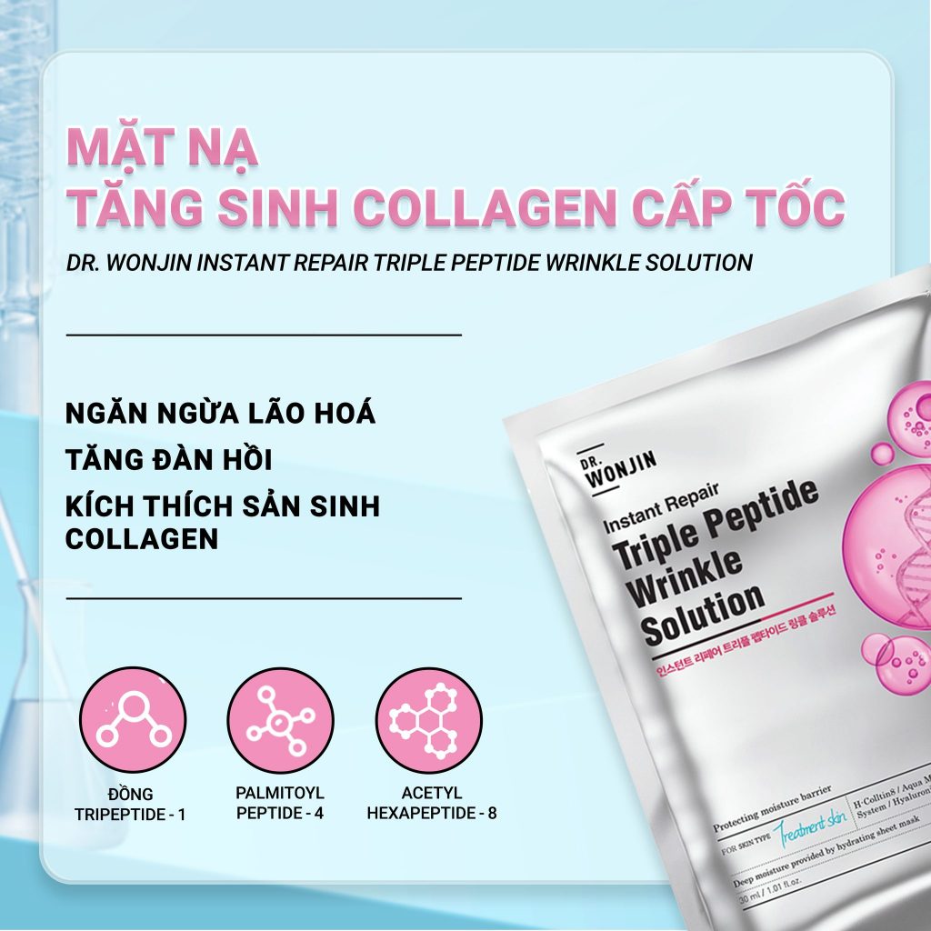 Ảnh Combo 10 Mặt Nạ Tăng Sinh Collagen Cấp Tốc Dr.WonJin Instant Repair Triple Peptide Wrinkle 3