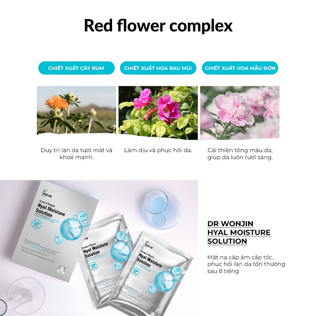 Ảnh Combo 10 Mặt Nạ Cấp Ẩm Cấp Tốc Dr.WonJin Instant Repair Hyal Moisture Solution Mask 30g[B3] 1