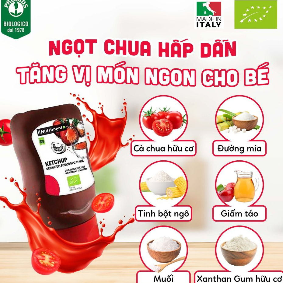Sốt tương cà chua Ketchup hữu cơ IL Nutrimento Organic Ketchup/ Luce/ Primeal