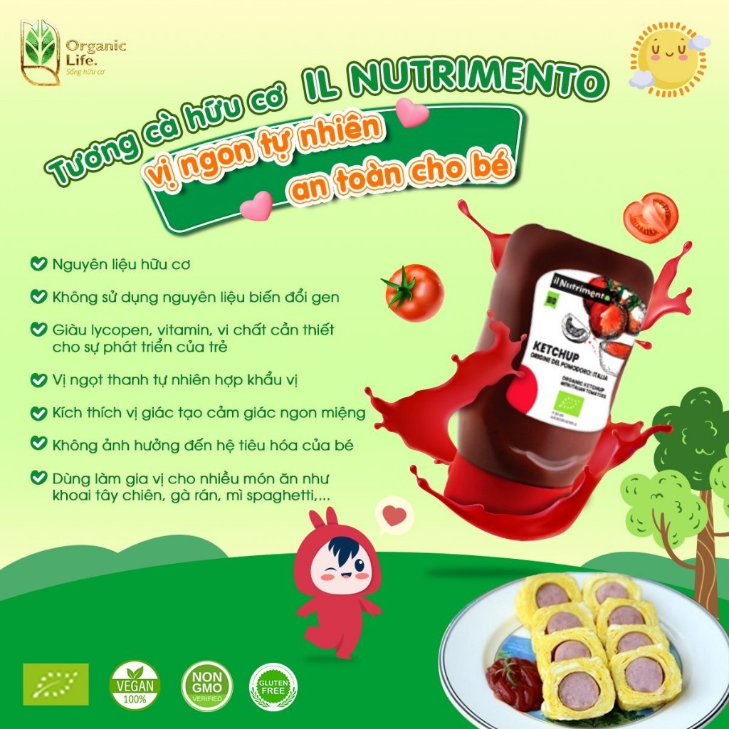 Sốt tương cà chua Ketchup hữu cơ IL Nutrimento Organic Ketchup/ Luce/ Primeal