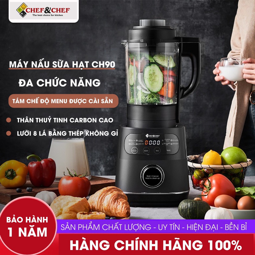 Ảnh Máy Xay Nấu Sữa Hạt Đa Năng CHEF&CHEF CH90 – Bảng Điều Khiển Tiếng Việt, Xay Nhuyễn Dễ Dàng 2