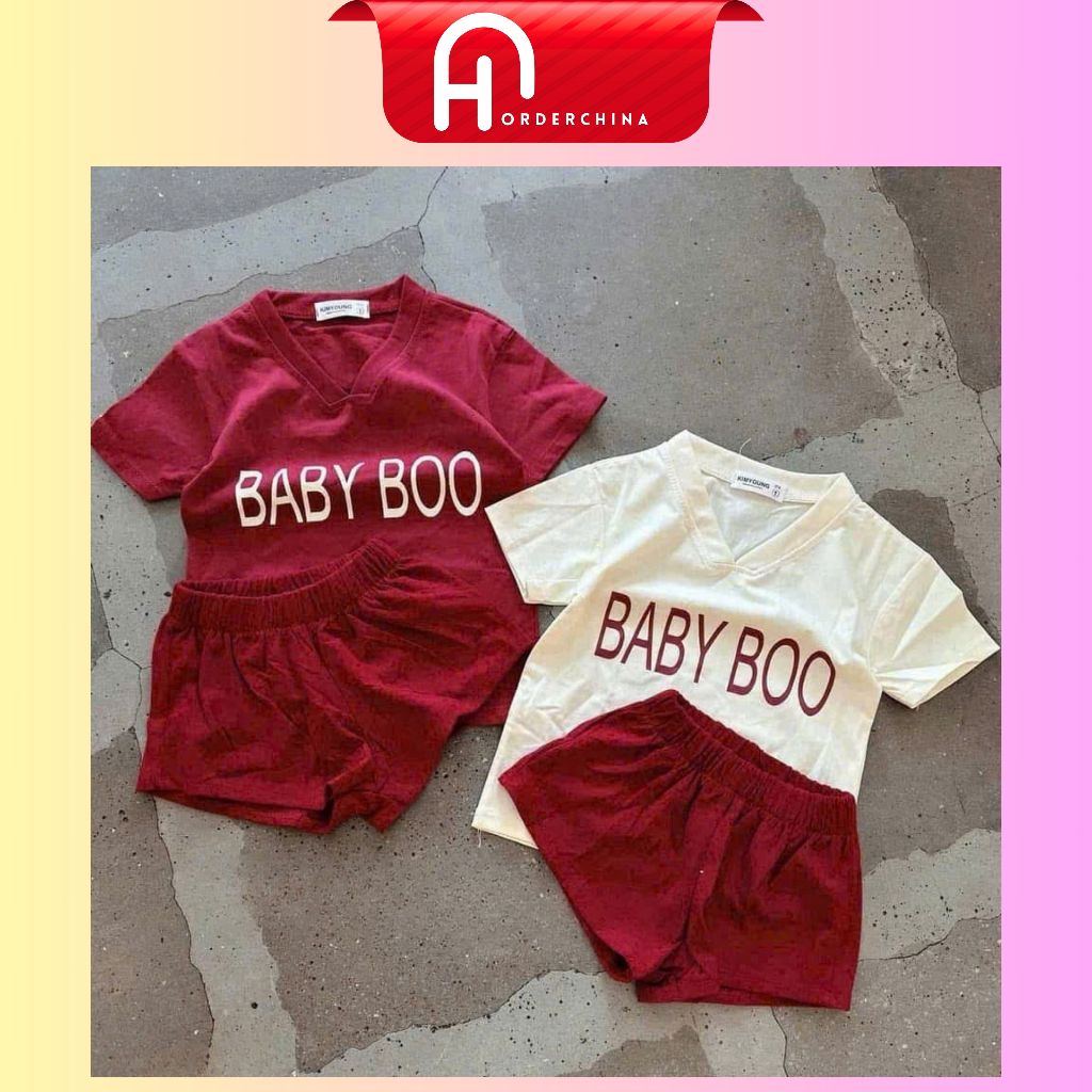 Set 2 bộ đùi baby boo cho bé tone màu đỏ be chất cotton tàu cho bé ...