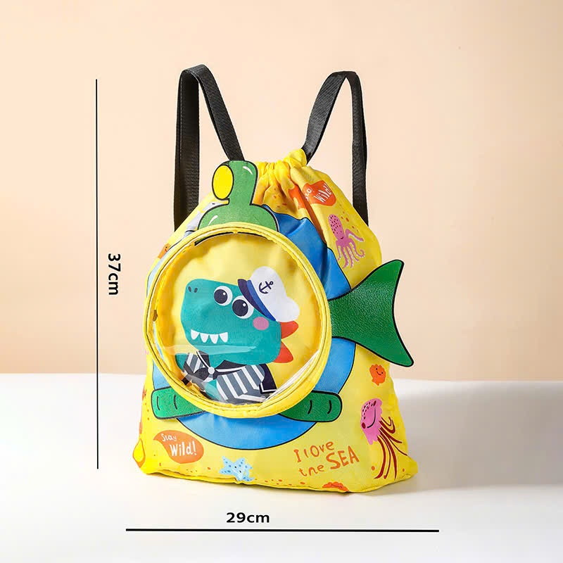 Túi, balo đựng đồ bơi đồ ướt đựng giày có 2 ngăn chống nước riêng biệt hình in 4D ngộ nghĩnh đáng yêu cho bé