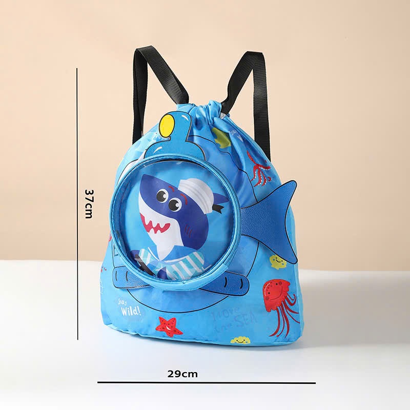 Túi, balo đựng đồ bơi đồ ướt đựng giày có 2 ngăn chống nước riêng biệt hình in 4D ngộ nghĩnh đáng yêu cho bé