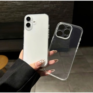 Ốp Ultrathin siêu mỏng trong suốt dẻo mềm phím bạc có gờ bảo vệ camera dành cho iphone 17/16/15/14/13/12/pro/promax/plus