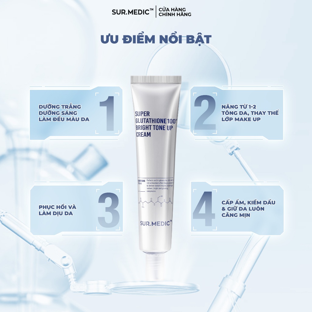 Ảnh Kem Dưỡng Nâng Tông Trắng Da SUR.MEDIC Super Glutathione 100 Bright Tone Up Cream 40ml 1