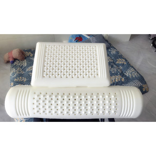 Gối ôm cao su non thiên nhiên đúc nguyên khối không mùi, có gai massage vai cổ gáy, gối nằm cao cấp