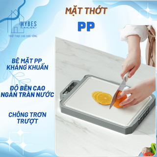 Thớt kháng khuẩn 2 mặt bản to, mặt inox 316 hoặc 304, mặt nhựa PP, kháng khuẩn, chống nấm mốc chống tràn có mài dao