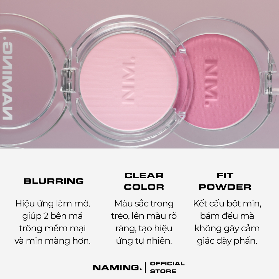 Phấn má hồng mịn lì NAMING Fluffy Powder Blush 3.2g