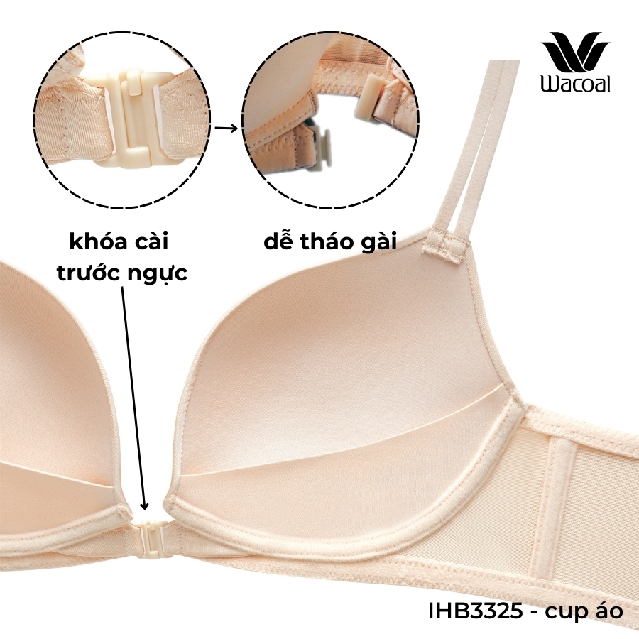 Áo lót Wacoal IHB3325 Trendy Bra không gọng, tháo dây, nâng vừa, cài trước, 4 cách đeo dây HB3325