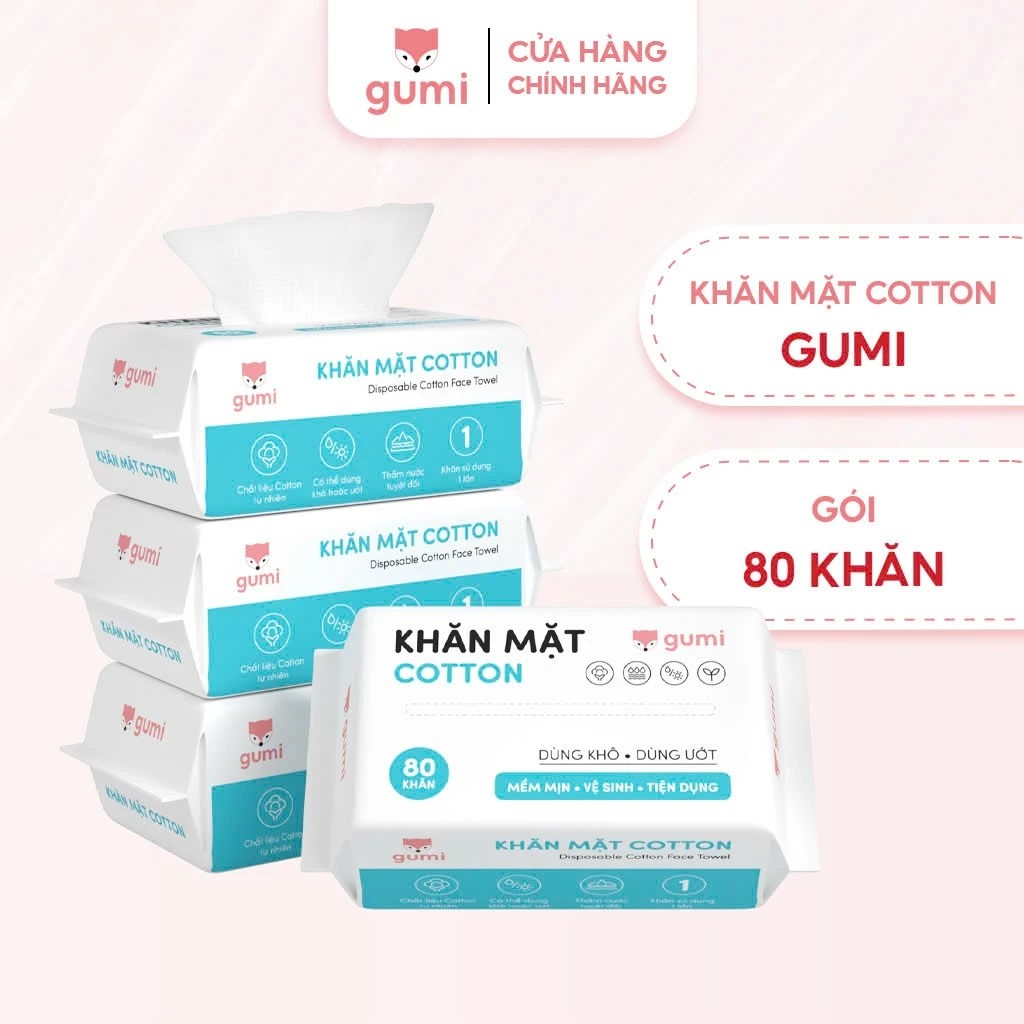 (NEW) Combo 3 gói khăn mặt khô Gumi dùng 1 lần lau khô, lau ướt - Khăn lau mặt dùng một lần