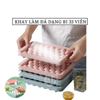 Khay đá tròn, Khuôn đá tròn, Khay làm đá viên tròn 33 viên, khuôn làm thạch có nắp đậy   6978