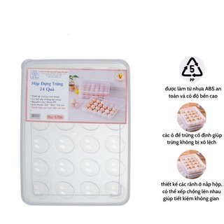 khay đựng trứng hôp nhựa trong suốt đựng 24 quả , có nắp đậy tránh va đập rơi vỡ 6786