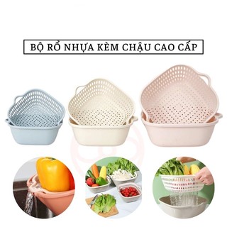 Bộ Rổ Nhựa 6 Món Kèm Chậu Cao Cấp Rổ Đựng Rau Bộ Rổ 2 Lớp  Hokori Việt Nhật