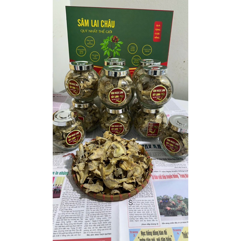 Sâm Ngọc Linh - Sâm Lai Châu sấy khô(Hàng chuẩn sâm ruột vàng loang tím) dược tính cao đậm chất sâm