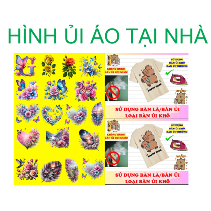 [Hình ủi ép nhiệt] Miếng dán ủi nhiệt kiểu DIY-sticker ủi áo tại nhà bằng bàn là bàn ủi-có thẻ giặt nước được.GIÁ SỈ INB