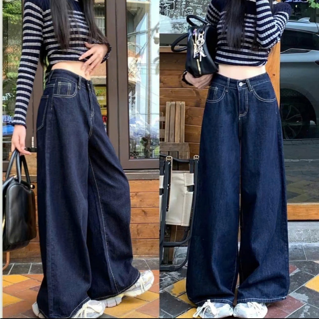 Quần Dài Ống Suông Bigsize Nữ Che Khuyết Điểm ,Quần Jean Ống Rộng Lưng Cao Dễ Phối Đồ  Q533
