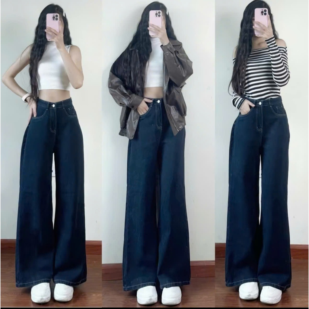 Quần Dài Ống Suông Bigsize Nữ Che Khuyết Điểm ,Quần Jean Ống Rộng Lưng Cao Dễ Phối Đồ  Q533