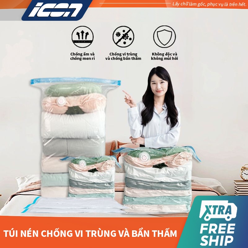 Túi Hút Chân Không ICON - Chất Liệu PA-PE Cao Cấp, Tái Sử Dụng, Phù Hợp Quần Áo & Chăn Ga | Công Nghệ Nhật Bản