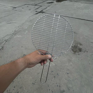 Vỉ Nướng Inox Tròn Tay Cầm – Đa Kích Thước, Tiện Dụng Cho BBQ, Hải Sản, Nướng Bánh