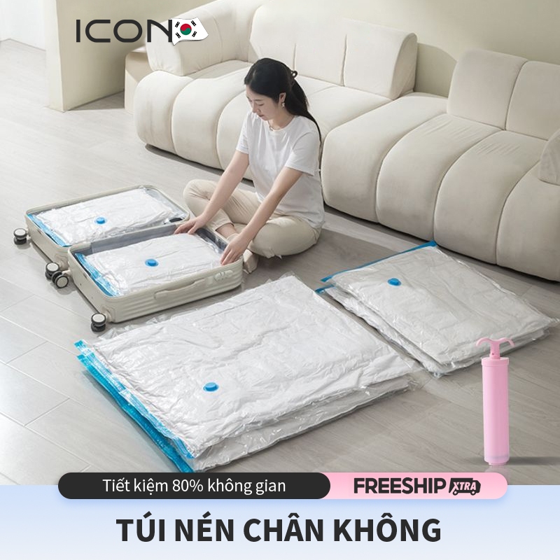 Túi Hút Chân Không ICON - Chất Liệu PA-PE Cao Cấp, Tái Sử Dụng, Phù Hợp Quần Áo & Chăn Ga | Công Nghệ Nhật Bản