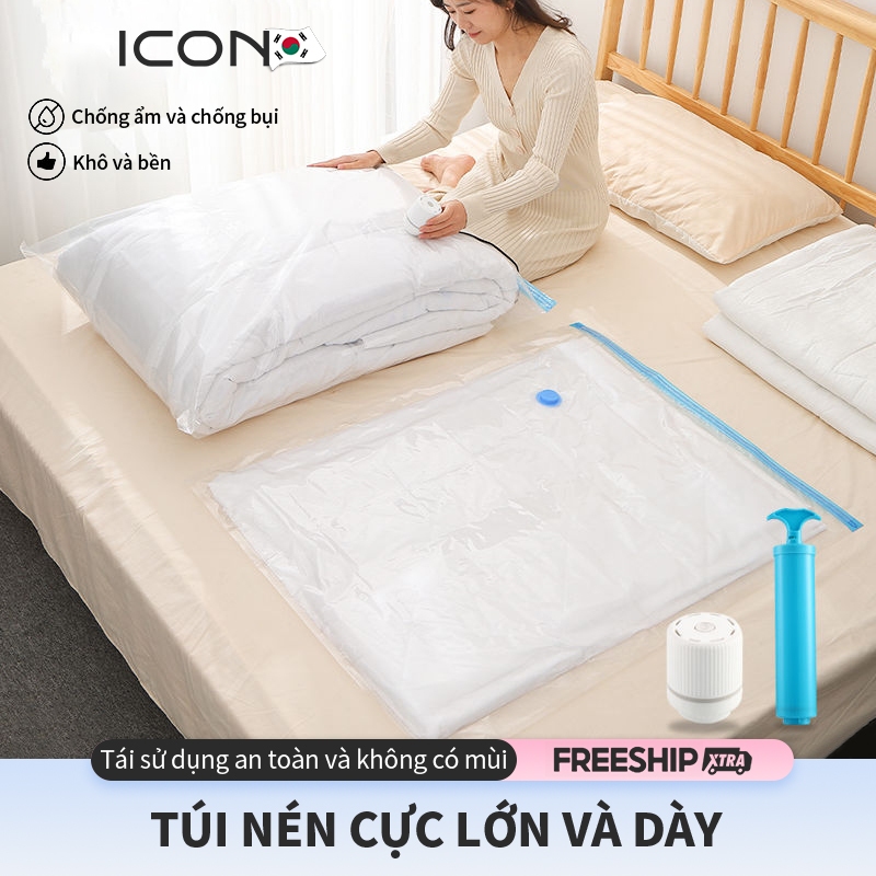 Túi Hút Chân Không ICON - Chất Liệu PA-PE Cao Cấp, Tái Sử Dụng, Phù Hợp Quần Áo & Chăn Ga | Công Nghệ Nhật Bản
