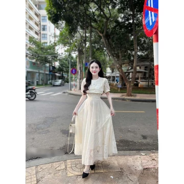 Váy nữ sang chảnh váy đầm nữ đi tiệc váy tiểu thư váy ren váy trắng váy nữ dáng dài chất đẹp shop HUY HÍP