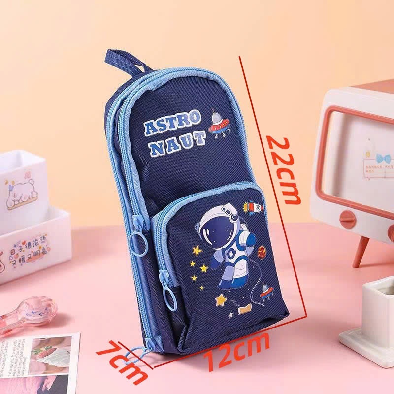 Hộp bút dáng balo 3 lớp 6 ngăn gắn charm 3D xinh xắn, túi đựng bút bé gái cao cấp, đồ dùng họ tập, văn phòng ntt95