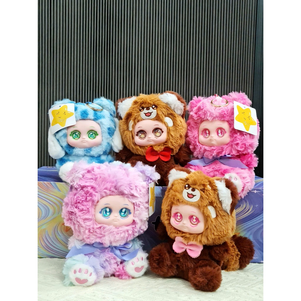 [Unbox-Limited ] gấu bông mèo mặt nhựa cao cấp Móc khóa mèo gấu kèm quai đeo dây tiện lợi