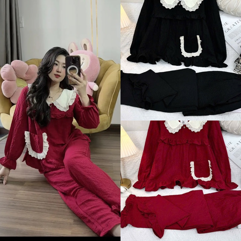 (42-60kg) Đồ bộ - set mặc nhà chất đũi dễ thương mềm mại