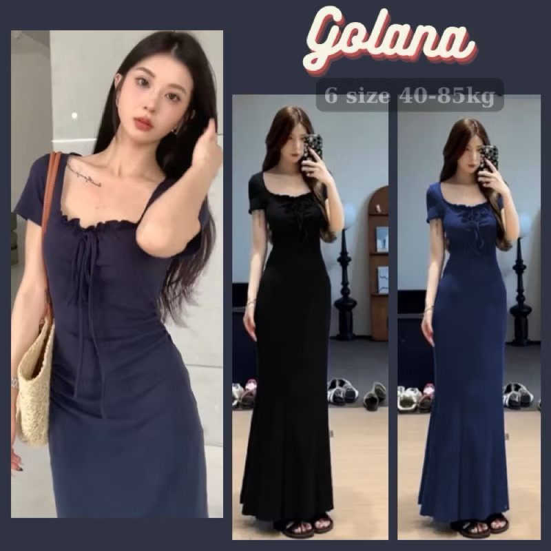 Đầm Body Nữ Tay Ngắn Cổ Vuông, Đầm Nữ Dáng Dài luluta Dress ( có ...